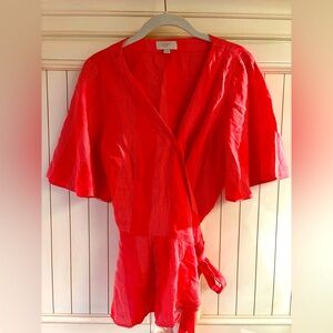 LOFT Red Wrap Blouse